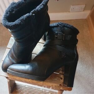 Marks & Spencer Black Heeled Boots with Buckle Accent
